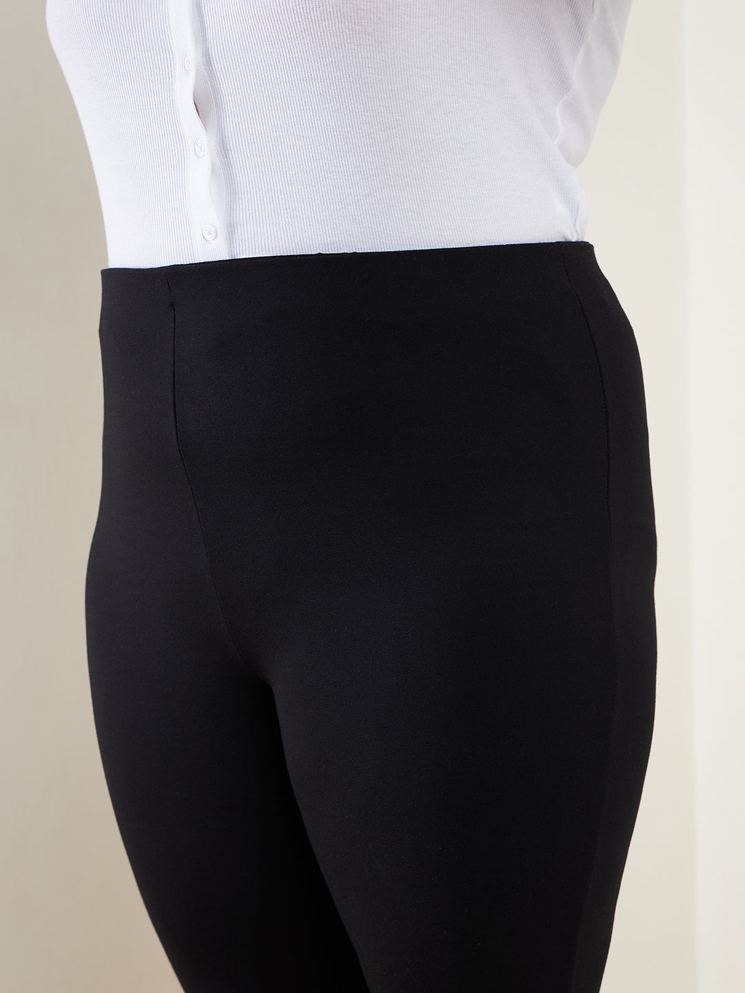 Lyush Women Black Bell Bottom 4-Way Stretch Trousers - Distacart