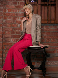 Thumbnail for Lyush Women Fuchsia Bell Bottom Knitted Pants - Distacart