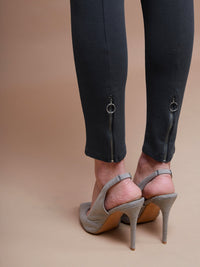 Thumbnail for Lyush Women Grey Bottom Zipper Jeggings - Distacart