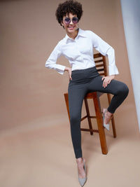 Thumbnail for Lyush Women Grey Bottom Zipper Jeggings - Distacart
