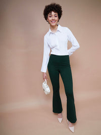 Thumbnail for Lyush Women Emerald Green Bell Bottom 4-Way Stretch Pants - Distacart