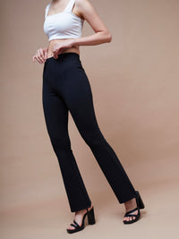 Thumbnail for Lyush Women Black Bell Bottom 4-Way Stretch Pants - Distacart