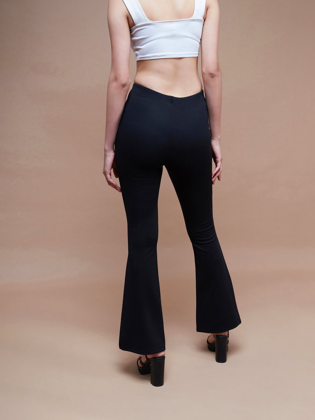 Lyush Women Black Bell Bottom 4-Way Stretch Pants - Distacart