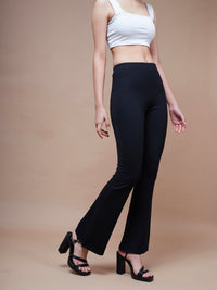 Thumbnail for Lyush Women Black Bell Bottom 4-Way Stretch Pants - Distacart