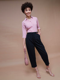Thumbnail for Lyush Women Black Stretch Knit Tapered Pants - Distacart
