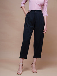 Thumbnail for Lyush Women Black Stretch Knit Tapered Pants - Distacart