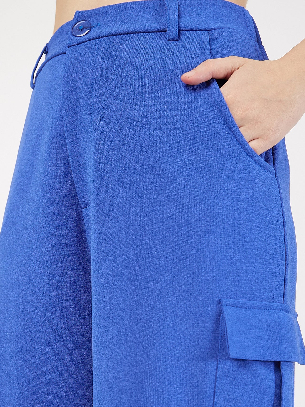 Lyush Women Royal Blue Multi Pocket Detail Cargo Pants - Distacart