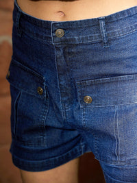 Thumbnail for Lyush Women Navy Denim Front Patch Pocket Shorts - Distacart