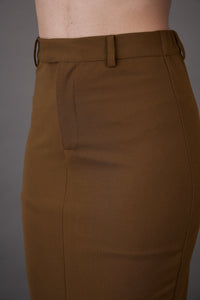 Thumbnail for Lyush Women Brown Front Slit Midi Skirt - Distacart