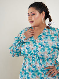 Thumbnail for Lyush Women Teal Floral Printed Top - Distacart