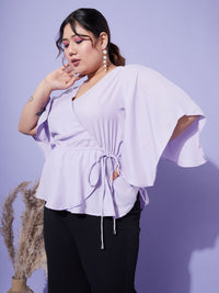 Thumbnail for Lyush Women Lavender Short Frill Sleeves Wrap Top - Distacart