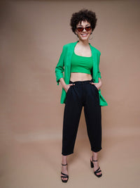 Thumbnail for Lyush Women Green Rib Square Neck Cropped Tank Top - Distacart