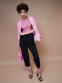 Thumbnail for Lyush Women Pink Rib Round Neck Top - Distacart