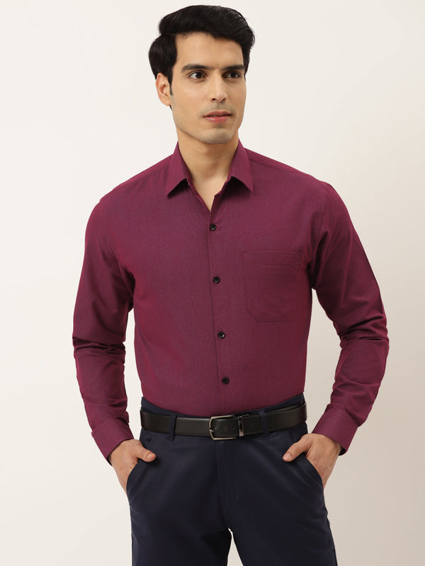 Jainish Men's Solid Formal Cotton Shirt ( SF 788Wine ) - Distacart