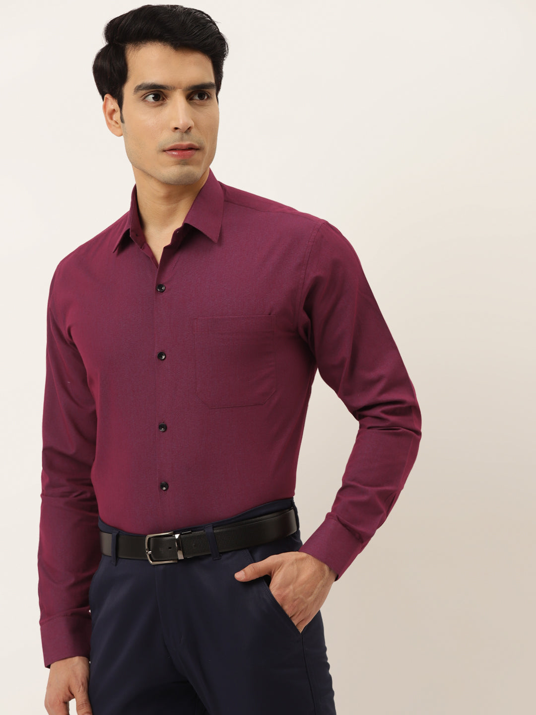 Jainish Men's Solid Formal Cotton Shirt ( SF 788Wine ) - Distacart