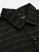 Thumbnail for Jainish Men's Formal Cotton Horizontal Striped Shirt ( SF 790Black ) - Distacart
