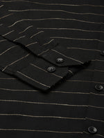 Thumbnail for Jainish Men's Formal Cotton Horizontal Striped Shirt ( SF 790Black ) - Distacart