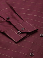 Thumbnail for Jainish Men's Formal Cotton Horizontal Striped Shirt ( SF 790Maroon ) - Distacart