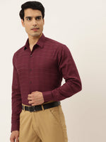 Thumbnail for Jainish Men's Formal Cotton Horizontal Striped Shirt ( SF 790Maroon ) - Distacart