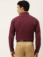 Thumbnail for Jainish Men's Formal Cotton Horizontal Striped Shirt ( SF 790Maroon ) - Distacart