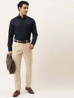 Thumbnail for Jainish Men's Formal Cotton Horizontal Striped Shirt ( SF 790Navy ) - Distacart