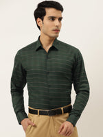 Thumbnail for Jainish Men's Formal Cotton Horizontal Striped Shirt ( SF 790Olive ) - Distacart