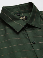 Thumbnail for Jainish Men's Formal Cotton Horizontal Striped Shirt ( SF 790Olive ) - Distacart