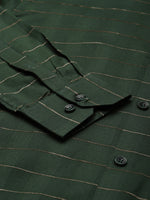 Thumbnail for Jainish Men's Formal Cotton Horizontal Striped Shirt ( SF 790Olive ) - Distacart