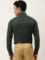 Thumbnail for Jainish Men's Formal Cotton Horizontal Striped Shirt ( SF 790Olive ) - Distacart