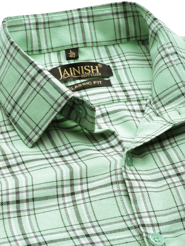 Jainish Men's Cotton Checked Formal Shirts ( SF 791Green ) - Distacart