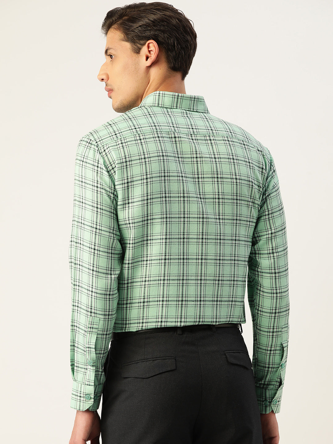 Jainish Men's Cotton Checked Formal Shirts ( SF 791Green ) - Distacart