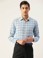 Thumbnail for Jainish Men's Cotton Checked Formal Shirts ( SF 791Sky ) - Distacart