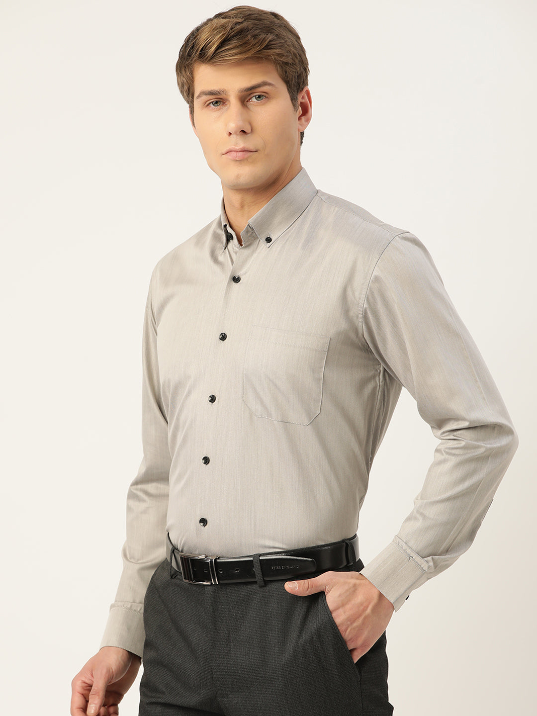 Jainish Men's Solid Formal Cotton Shirt ( SF 792Steel-Grey ) - Distacart