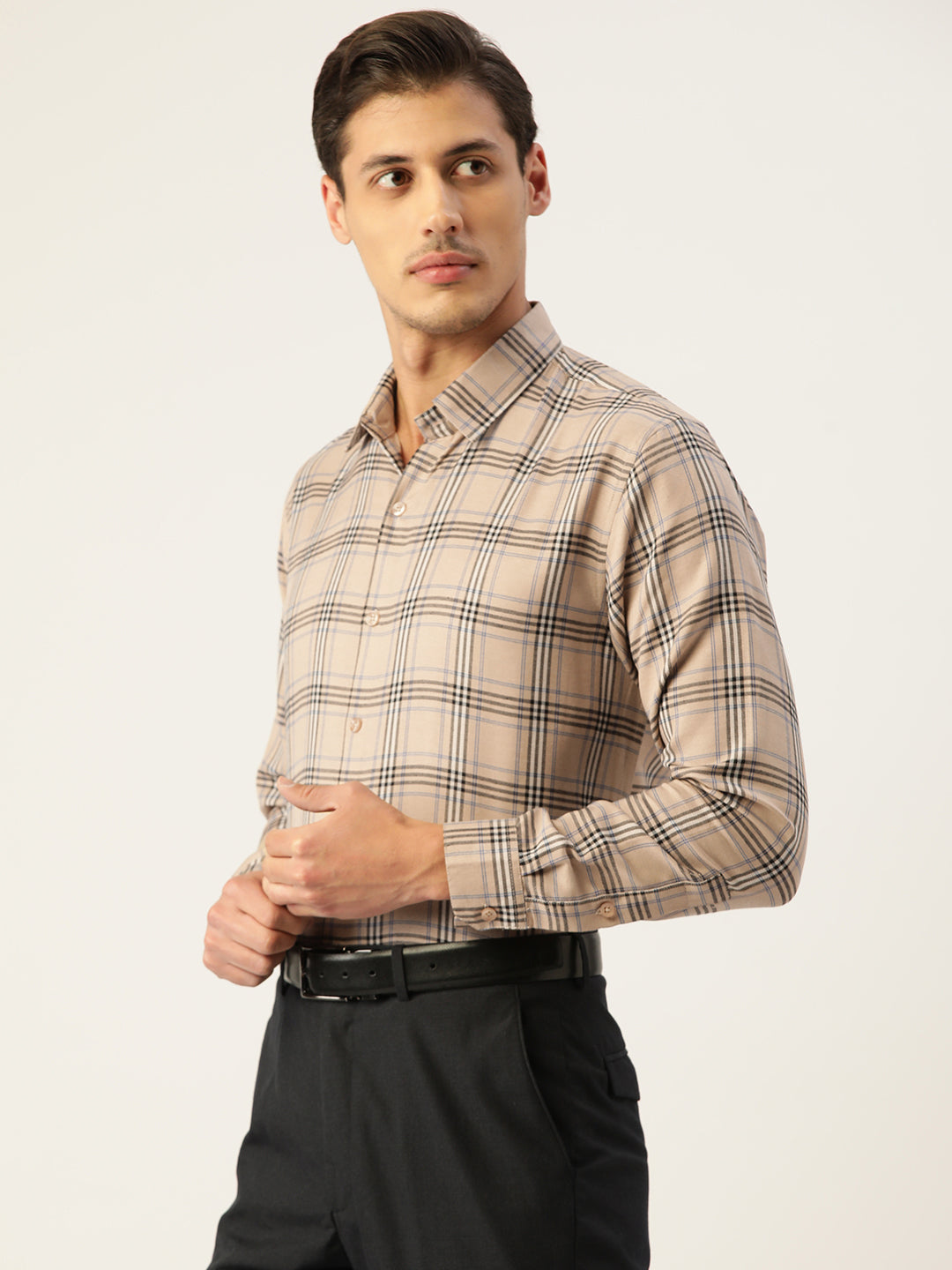 Jainish Men's Cotton Checked Formal Shirts ( SF 793Brown ) - Distacart