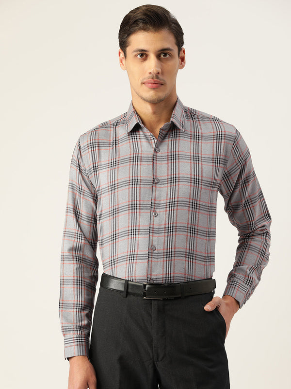 Jainish Men's Cotton Checked Formal Shirts ( SF 793Grey ) - Distacart
