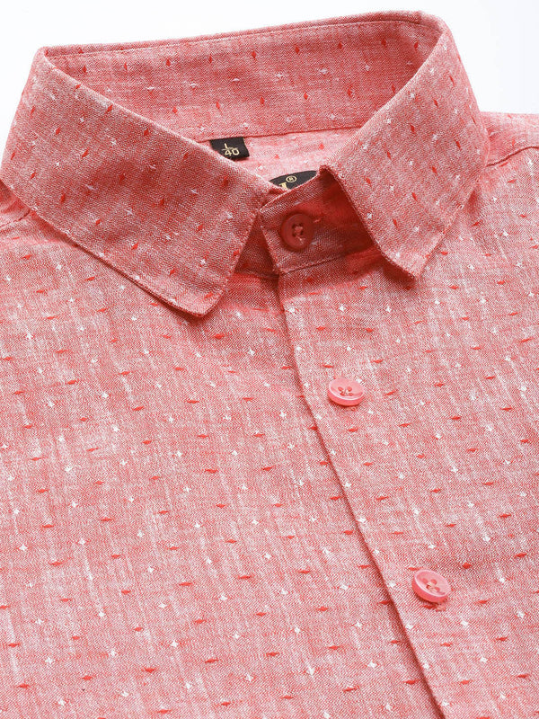 Jainish Men's Linen Cotton Polka Dots Formal Shirts ( SF 794Red ) - Distacart