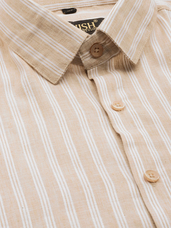 Jainish Men's Cotton Striped Formal Shirts ( SF 795Beige ) - Distacart