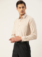 Thumbnail for Jainish Men's Cotton Striped Formal Shirts ( SF 795Beige ) - Distacart