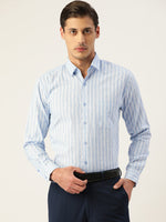 Thumbnail for Jainish Men's Cotton Striped Formal Shirts ( SF 795Light-Blue ) - Distacart