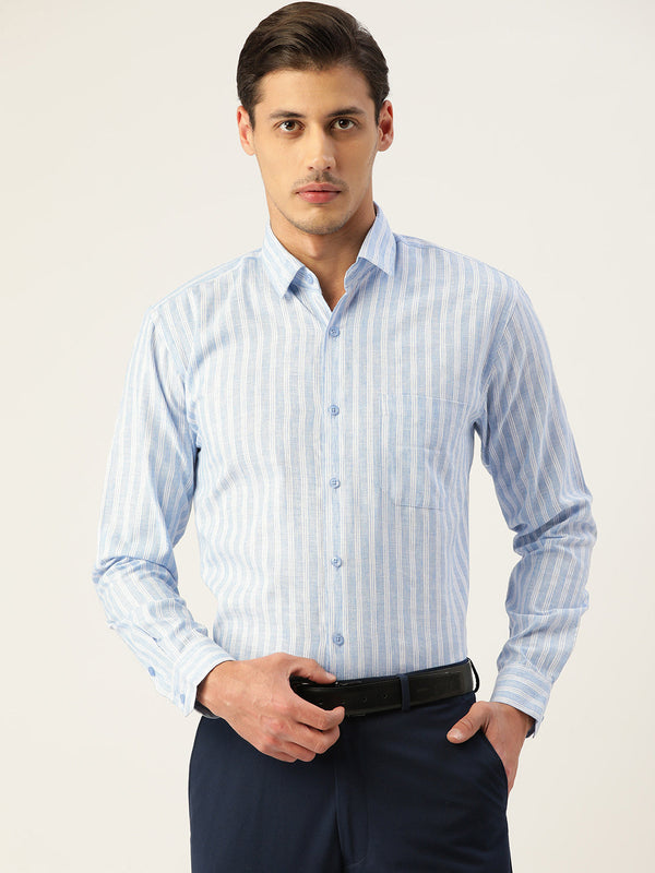 Jainish Men's Cotton Striped Formal Shirts ( SF 795Light-Blue ) - Distacart