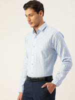 Thumbnail for Jainish Men's Cotton Striped Formal Shirts ( SF 795Light-Blue ) - Distacart