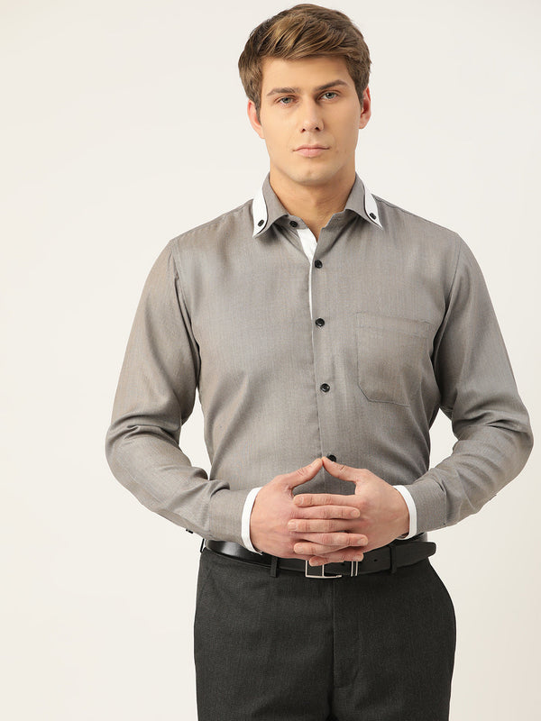 Jainish Men's Cotton Solid Formal Shirts ( SF 796Charcoal ) - Distacart