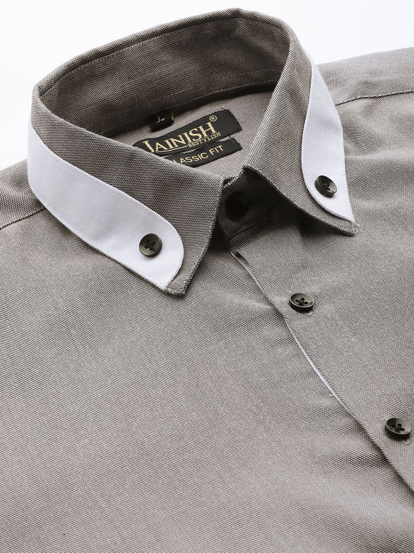 Jainish Men's Cotton Solid Formal Shirts ( SF 796Charcoal ) - Distacart