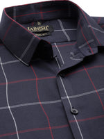 Thumbnail for Jainish Men's Cotton Checked Formal Shirts ( SF 797Navy ) - Distacart