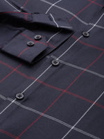 Thumbnail for Jainish Men's Cotton Checked Formal Shirts ( SF 797Navy ) - Distacart