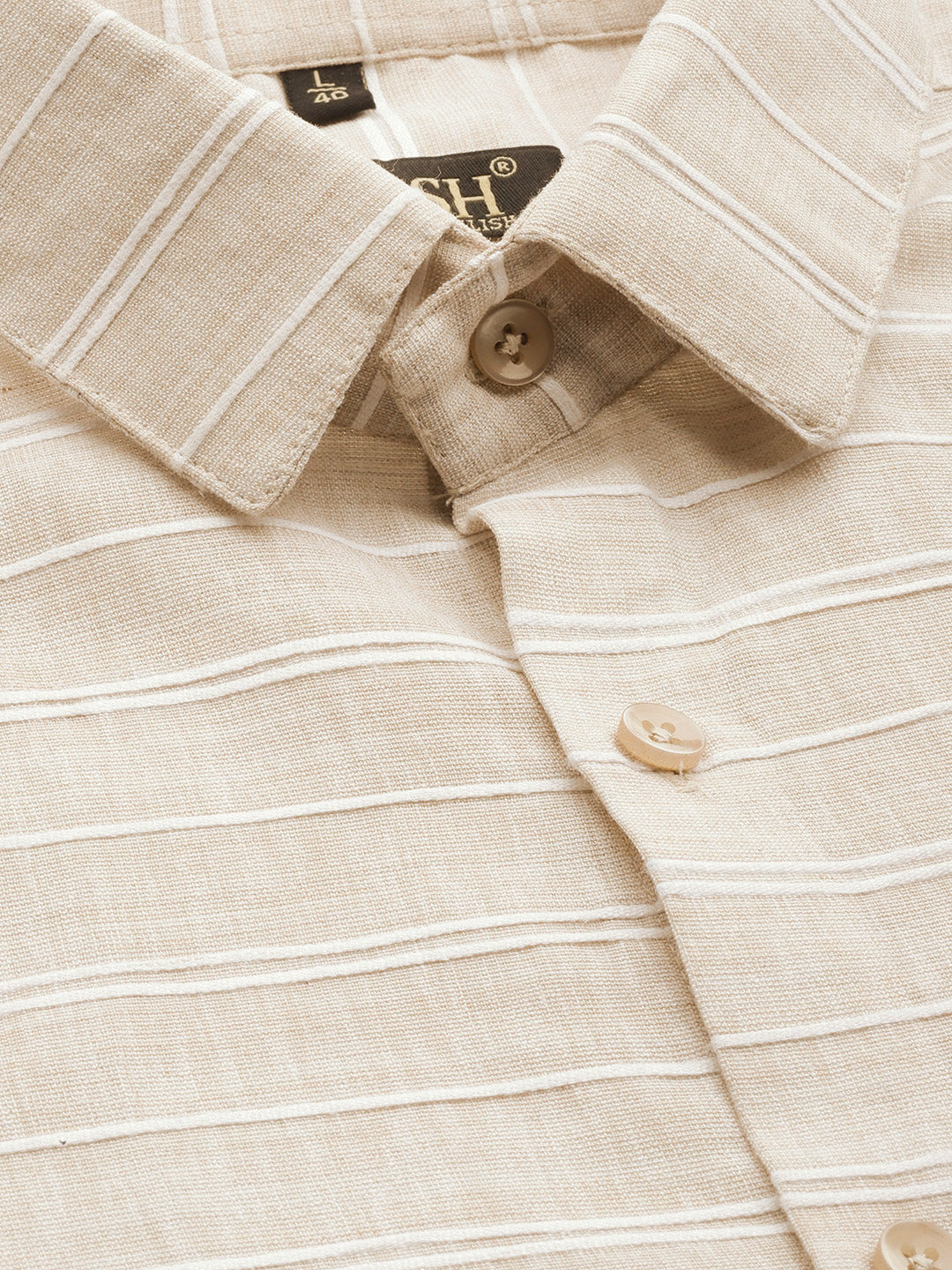 Jainish Men's Cotton Striped Formal Shirts ( SF 799Cream ) - Distacart