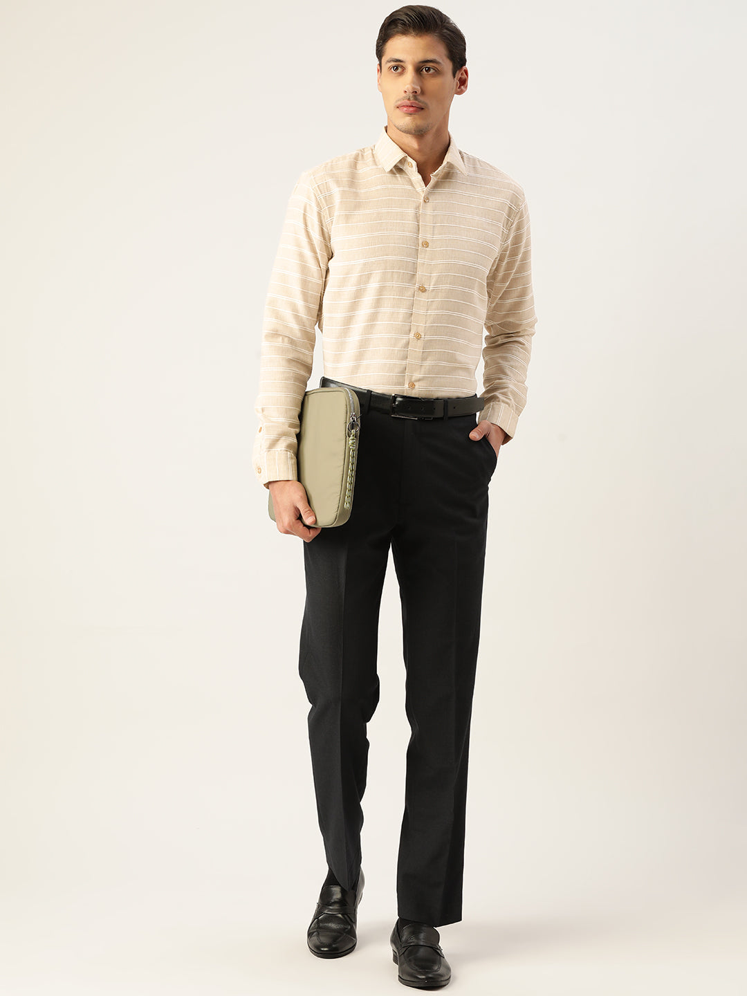 Jainish Men's Cotton Striped Formal Shirts ( SF 799Cream ) - Distacart