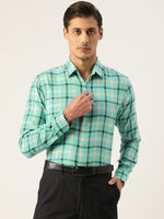 Thumbnail for Jainish Men's Cotton Checked Formal Shirts ( SF 803Green ) - Distacart