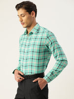 Thumbnail for Jainish Men's Cotton Checked Formal Shirts ( SF 803Green ) - Distacart