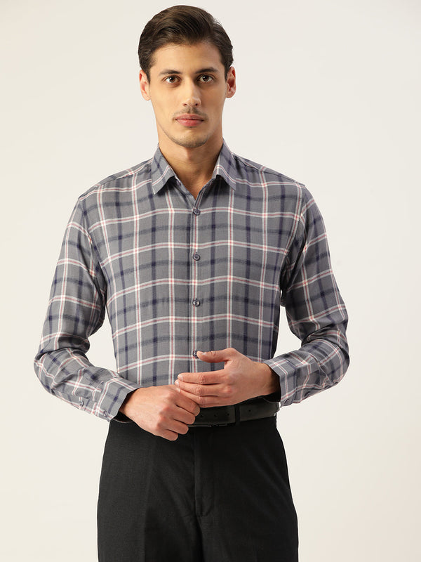 Jainish Men's Cotton Checked Formal Shirts ( SF 803Grey ) - Distacart